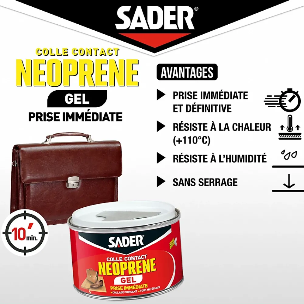 Sader Colle contact néoprène en gel tous matériaux pot de 250 ml