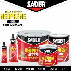 Sader Colle contact néoprène en gel tous matériaux pot de 250 ml