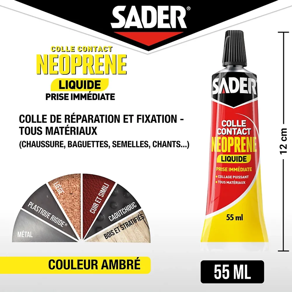Sader Colle-Colle contact néoprène liquide tous matériaux tube de 55 ml