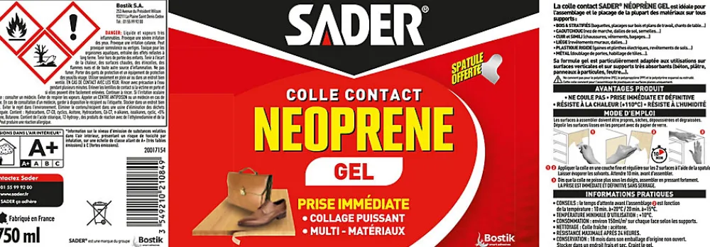 Sader Colle Contact Néoprène Gel 750 ml