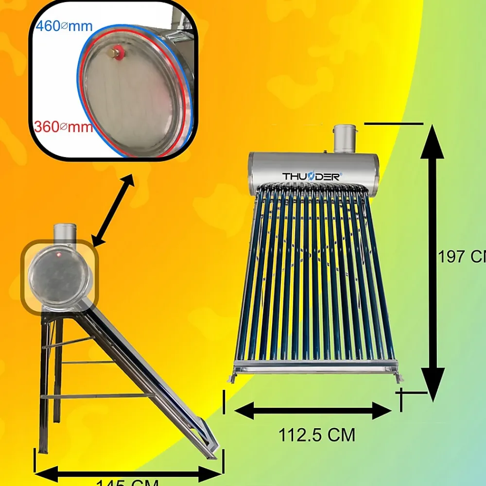 Thunder Collecteur solaire non pressurisé avec réservoir 150L 1 pièce.