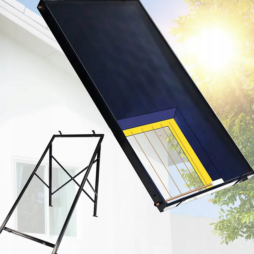 Thunder Panneau Solaire À Composer-Collecteur solaire 2 m² avec structure de montage et raccords 3/4 1 pièce.