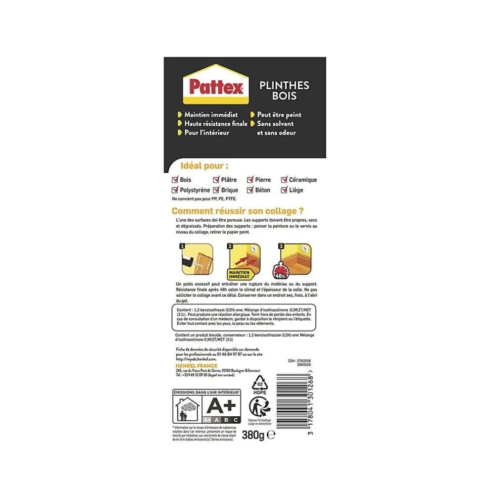 Pattex Colle-Colle de fixation bois intérieur 380g