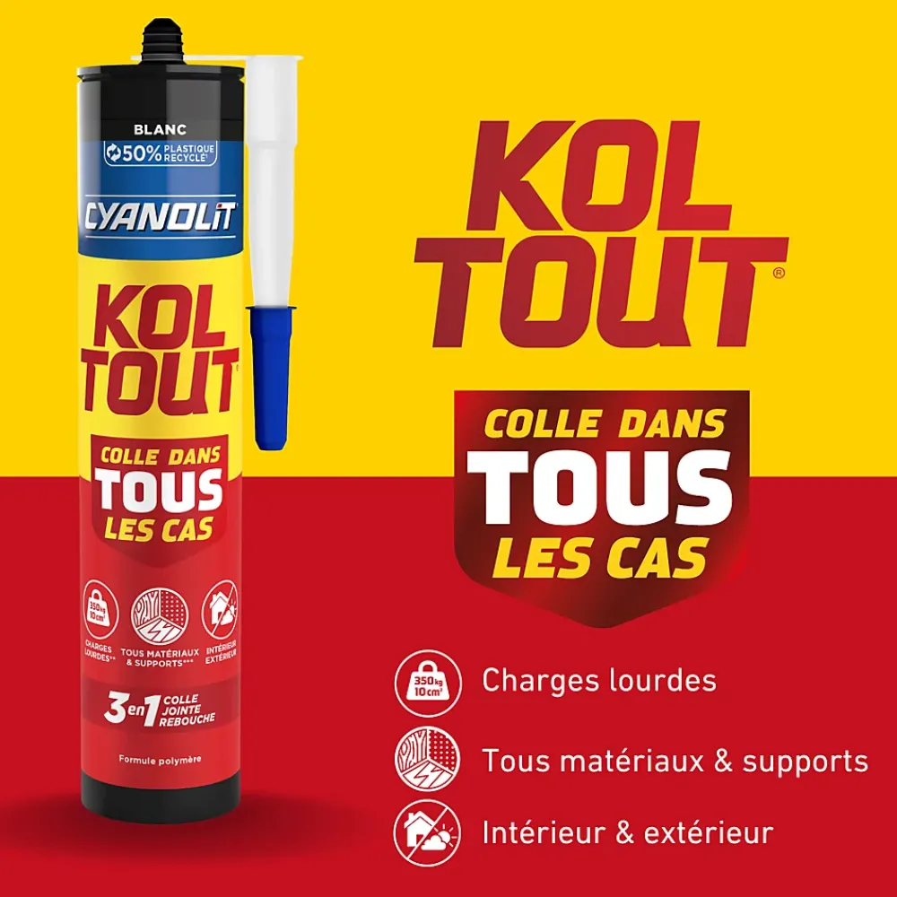Cyanolit Colle-Colle de fixation Koultout 33301149 couleur blanc résistance 350 kg / 10 cm² séchage en 30 minutes