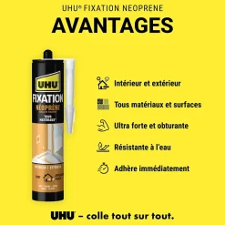 UHU Colle-Colle de fixation néoprène beige cartouche 350g