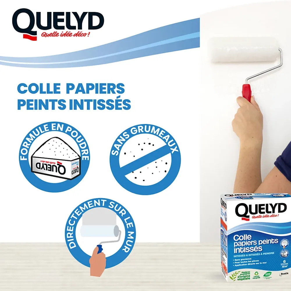 Quelyd Colle Papier Peint-Colle en poudre - adaptée pour tout papiers peints intissés - surface de couverture 32 m² - 30621359