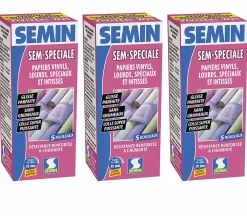 Semin Colle en Poudre pour Papiers Peints Sem-Spéciale , Vinyls, Lourds, Spéciaux et Intissés, Intérieur, Boite 200 g (lot de 3)