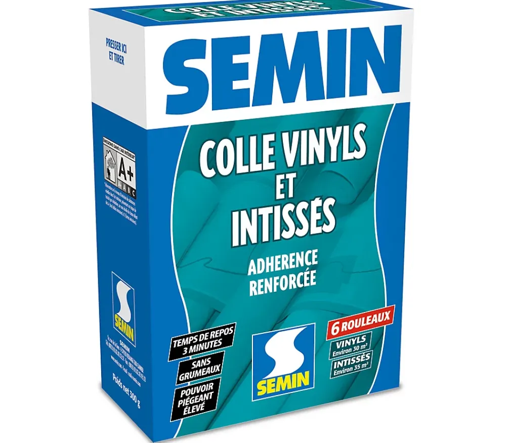 Semin Colle en Poudre pour Papiers Peints Vinyls et Intissés , Boite de 300 g