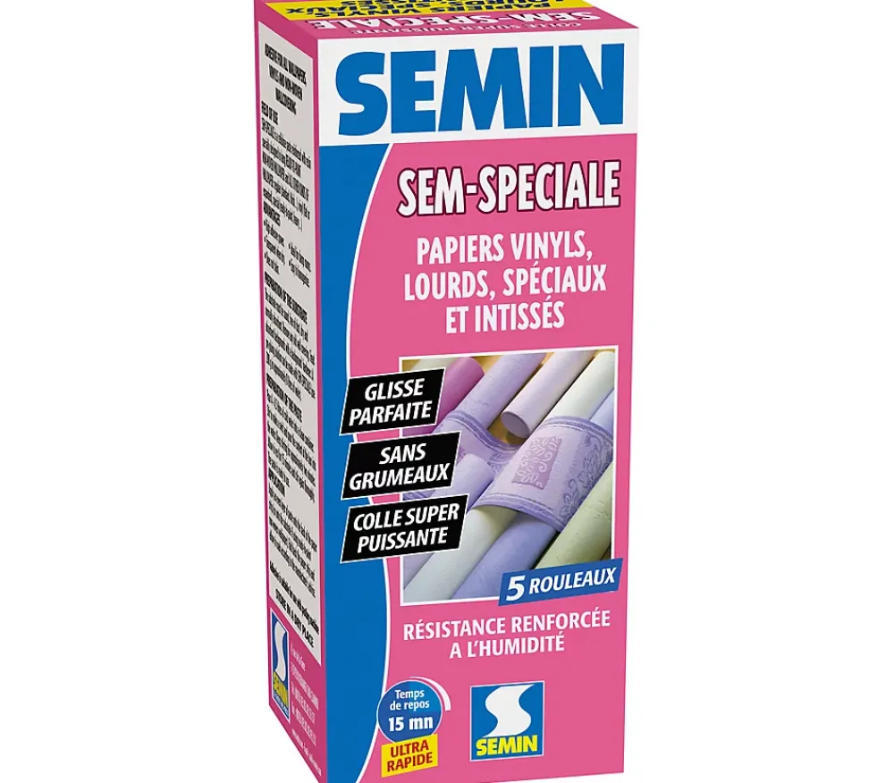 Semin Colle Papier Peint-Colle en Poudre pour Papiers Peints Sem-Spéciale , Vinyls, Lourds, Spéciaux et Intissés, Intérieur, Boite 200 g (lot de 2)