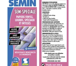 Semin Colle Papier Peint-Colle en Poudre pour Papiers Peints Sem-Spéciale , Vinyls, Lourds, Spéciaux et Intissés, Intérieur, Boite 200 g (lot de 2)