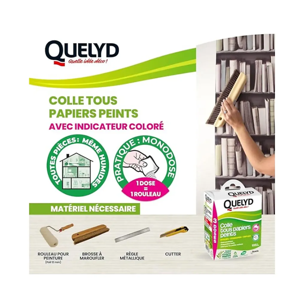 Quelyd Colle Papier Peint-Colle en poudre pour tous papiers peints 150g