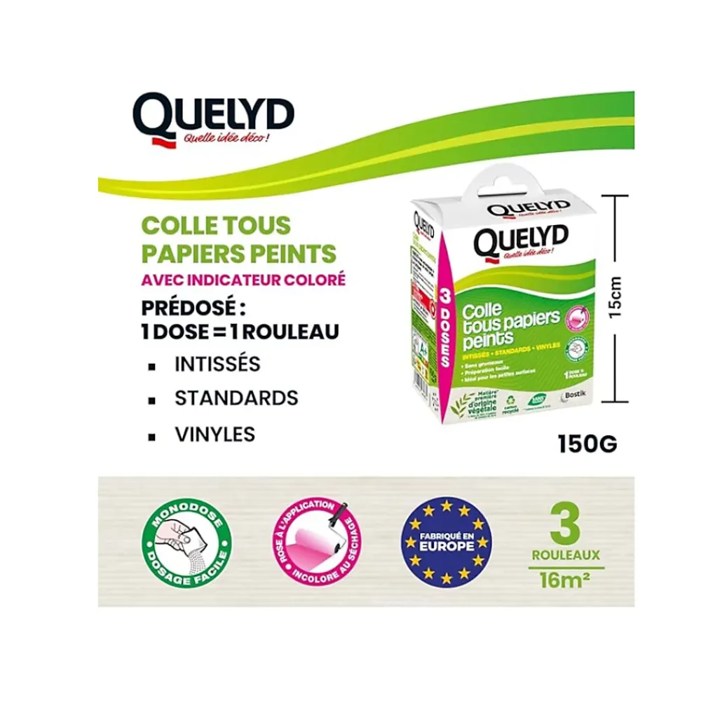 Quelyd Colle Papier Peint-Colle en poudre pour tous papiers peints 150g