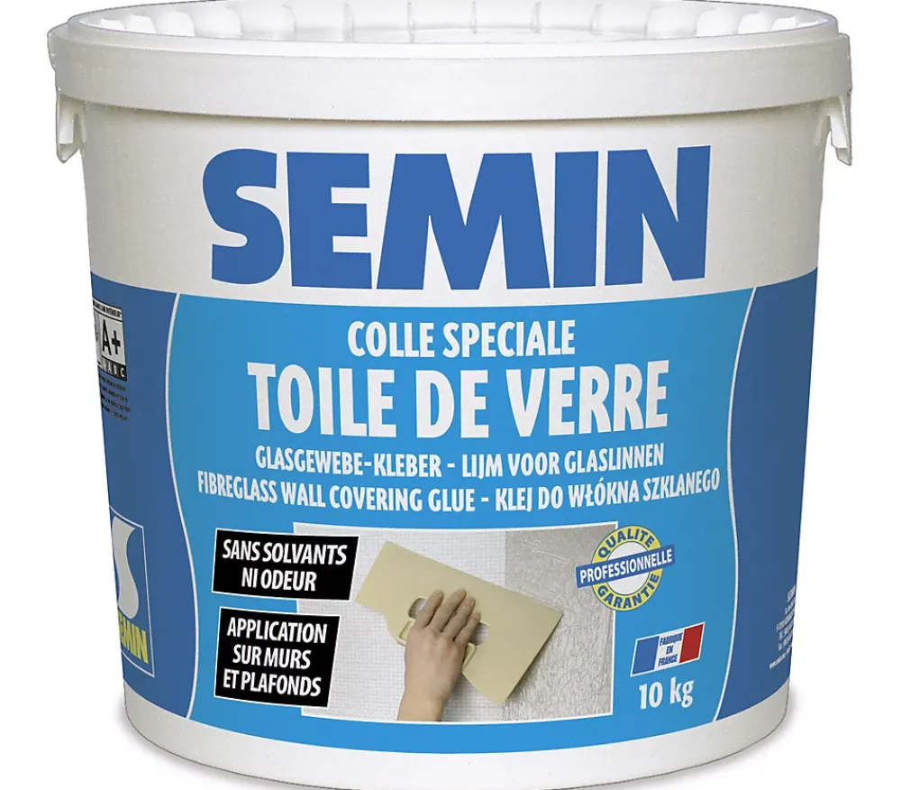Semin Colle en Pâte pour Toiles de Verre , Prête à l'Emploi, Seau de 10 kg