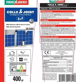 Parexlanko Colle et joint carrelage mur intérieur blanc 400 g