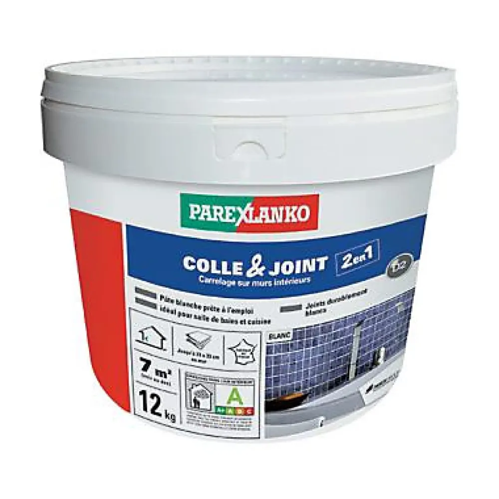 Parexlanko Colle Carrelage-Colle et joint carrelage mur intérieur blanc 12kg