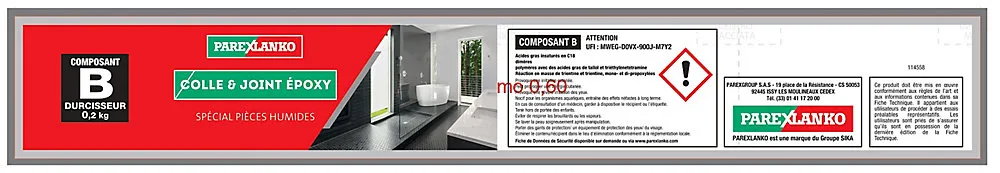 Parexlanko Colle|Colle Carrelage-Colle et joint époxy noir spécial pièces humides 3 kg