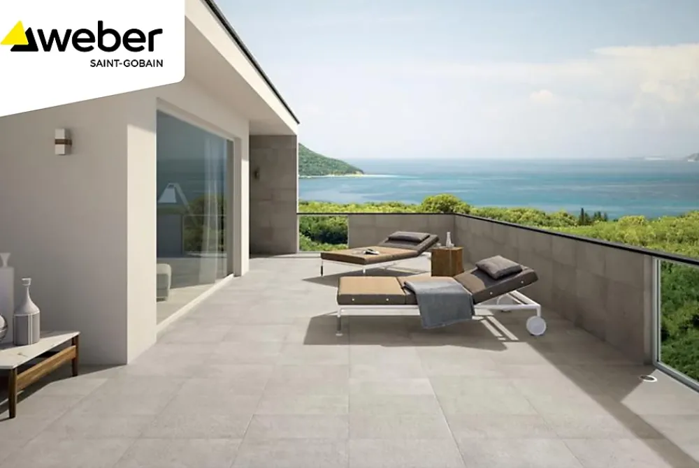 Weber Saint-Gobain Colle fibrée terrasse balcon gris Weber 25kg