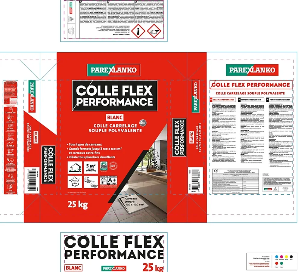 Parexlanko Colle Carrelage-Colle Flex performance Blanc tous type de carreaux 25Kg