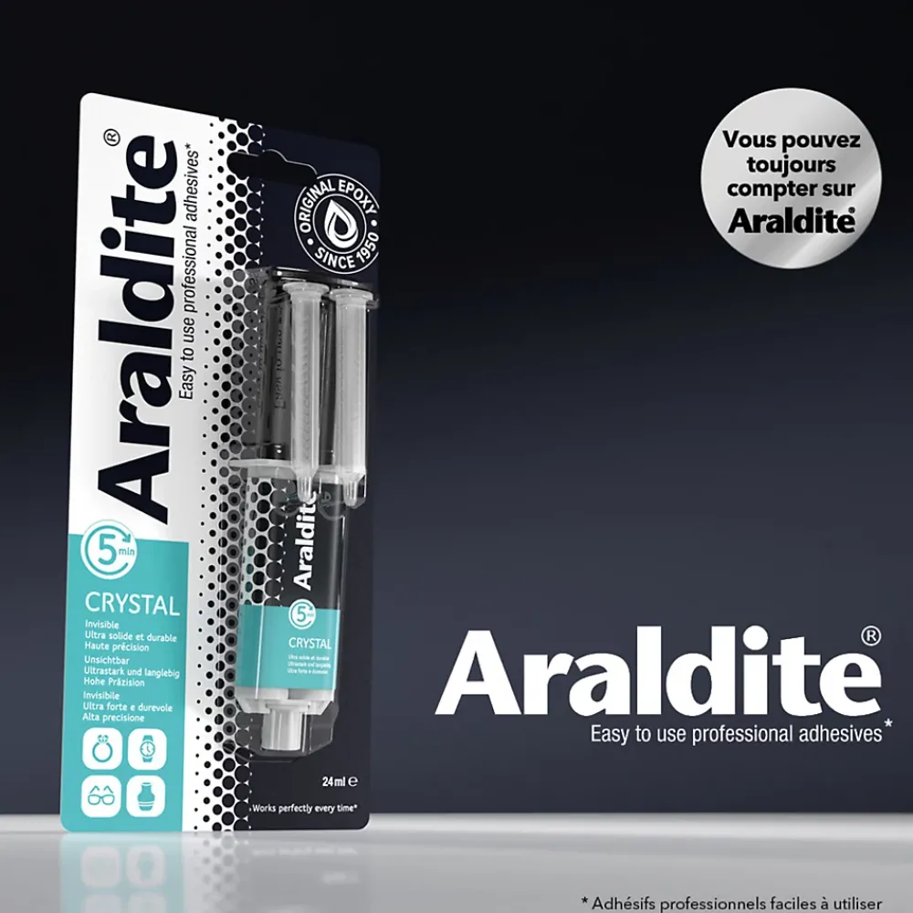 Araldite Colle haute performance epoxy à prise rapide Crystal 24 ml