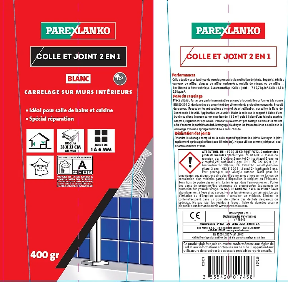 Parexlanko Colle Carrelage-Colle & joint pâte blanc 1,5 kg