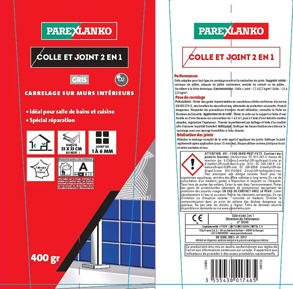 Parexlanko Colle Carrelage-Colle & joint pâte gris 1,5 kg