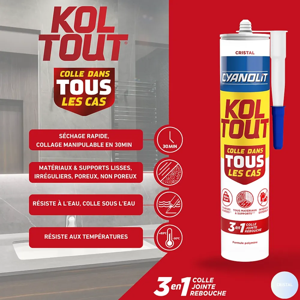 Cyanolit Colle-Colle Koltout Transparente cartouche 290 ml