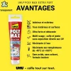 UHU Mastic, Cartouche Joint Et Silicone-Colle mastic extra forte express Poly Max transparente tube 115g