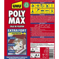 UHU Colle-Colle mastic extra forte Poly max gris 425g