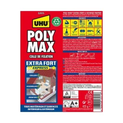 UHU Colle-Colle mastic extra forte Poly max gris 425g