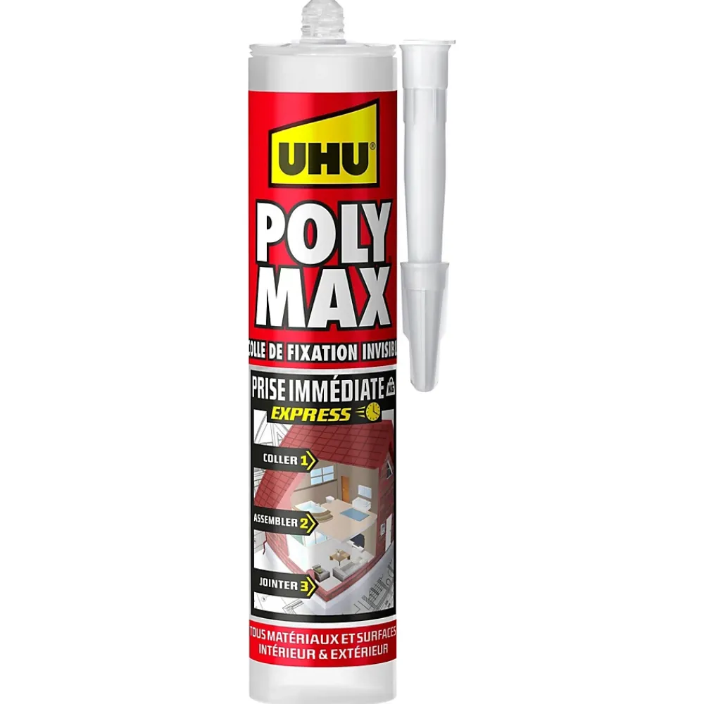 UHU Colle mastic prise immédiate express invisible cartouche 300g