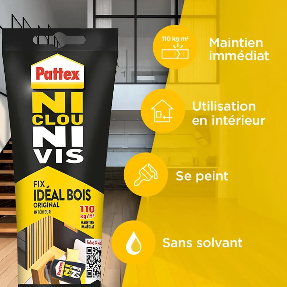 Pattex Colle-Colle Ni Clou Ni Vis extra fort et rapide tube 52g
