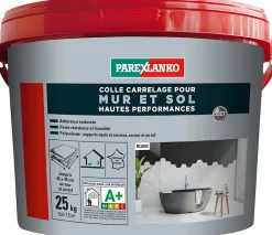 Parexlanko Colle Carrelage-Colle pour carrelage mur et sol intérieur hautes performances blanc 25 kg