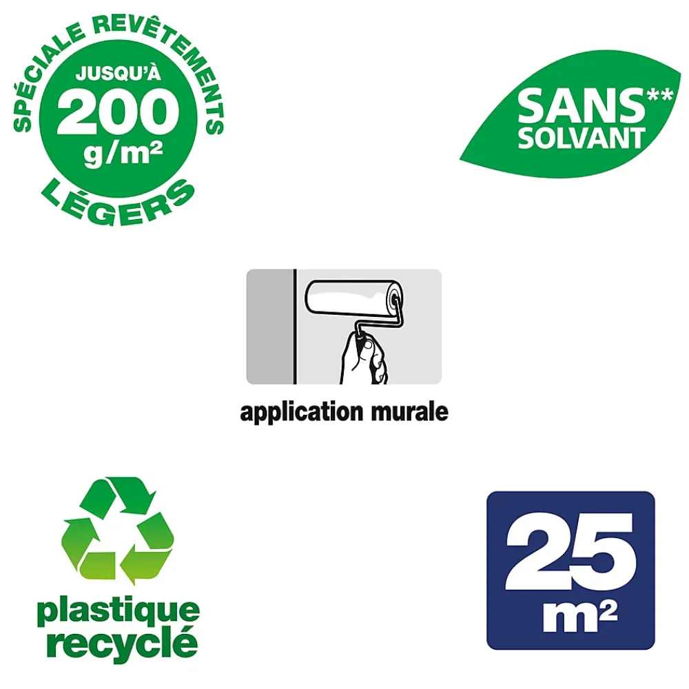 Quelyd Colle pour revêtements lisses de rénovations légers (jusqu'à 200g/m²) pâte 5kg
