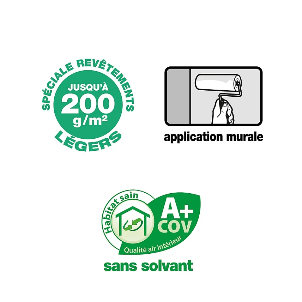 Bostik Colle pour revêtements lisses de rénovations légers (jusqu'à 200g/m²) Quelyd pâte 10kg