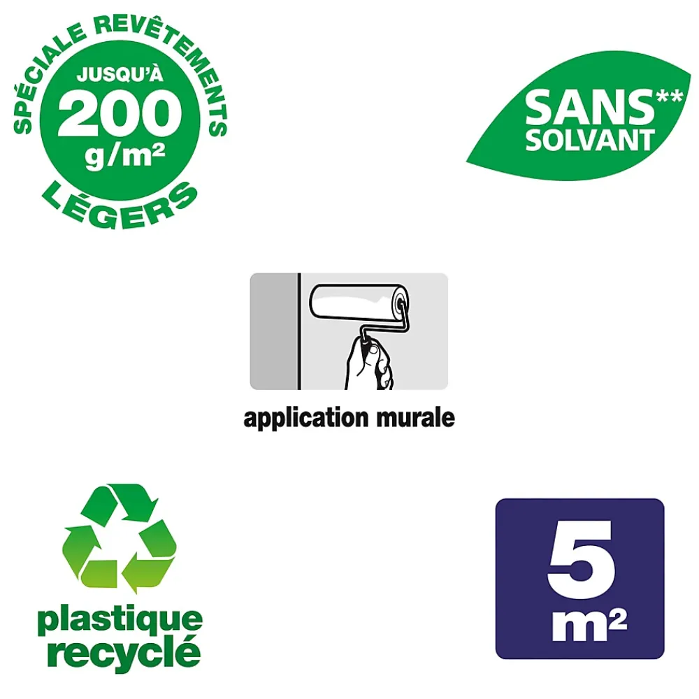 Quelyd Colle Papier Peint-Colle pour revêtements lisses de rénovations légers (jusqu'à 200g/m²) pâte 1kg
