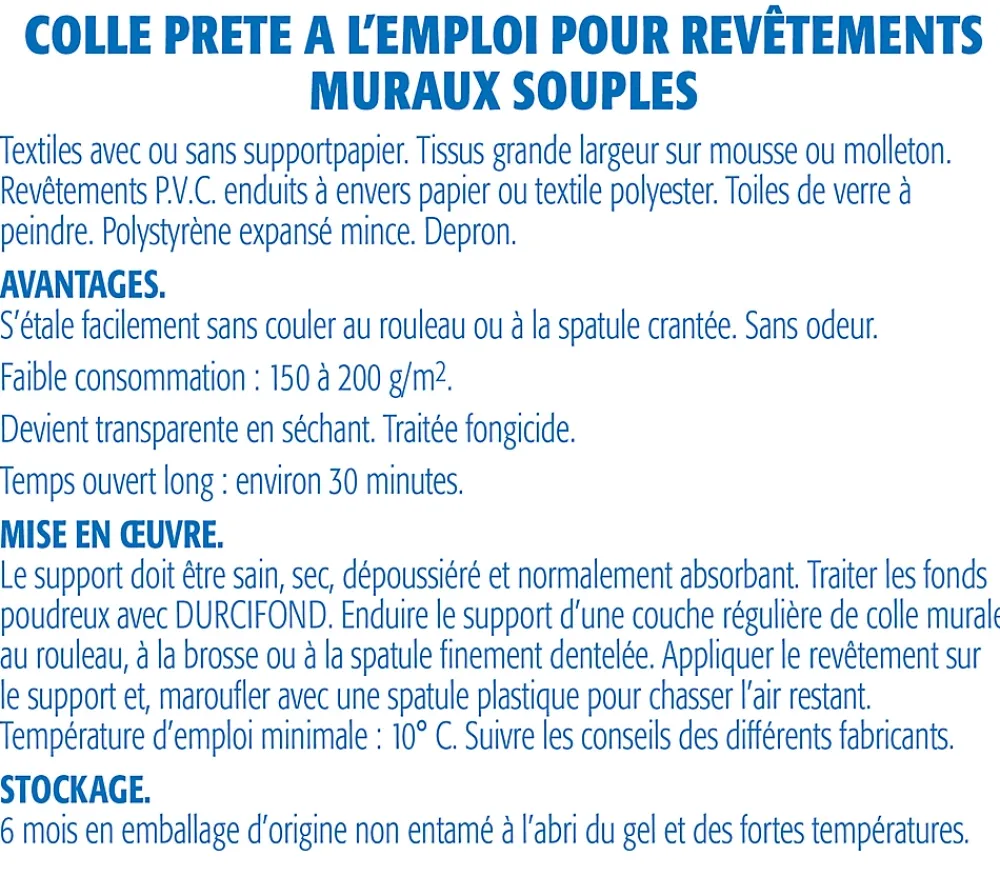 Semin Colle Papier Peint-Colle pour Toiles de Verre et Revêtements Muraux Légers Sem Murale, Prêt à l'Emploi, Seau 5 kg