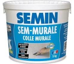 Semin Colle Papier Peint-Colle pour Toiles de Verre et Revêtements Muraux Légers Sem Murale, Prêt à l'Emploi, Seau 5 kg