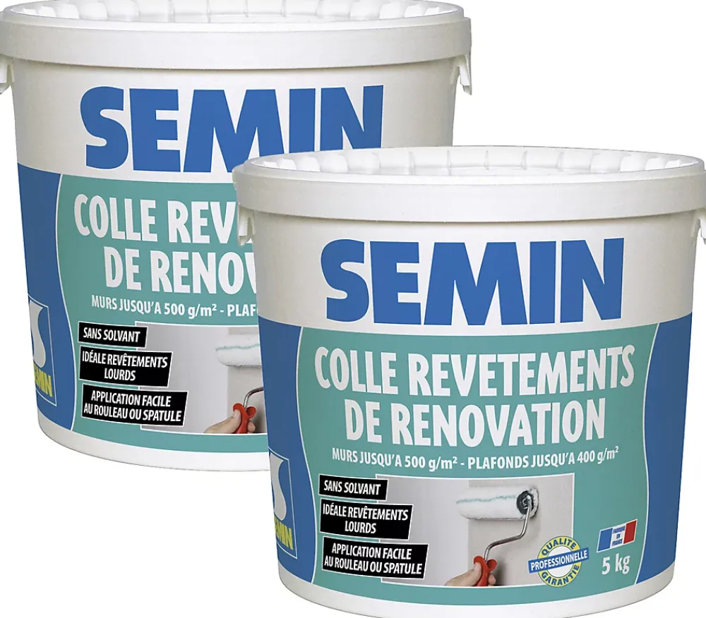 Semin Colle Revêtements de Rénovation Lisse en Pâte , Prête à l'Emploi, Intérieur, Seau de 5 kg (Lot de 2)