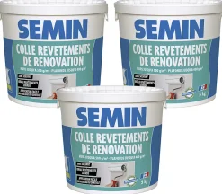Semin Colle Papier Peint-Colle Revêtements de Rénovation Lisse en Pâte , Prête à l'Emploi, Intérieur, Seau de 5 kg (Lot de 3)