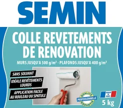 Semin Colle Revêtements de Rénovation Lisse en Pâte , Prête à l'Emploi, Intérieur, Seau de 5 kg (Lot de 5)