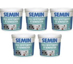 Semin Colle Revêtements de Rénovation Lisse en Pâte , Prête à l'Emploi, Intérieur, Seau de 5 kg (Lot de 5)