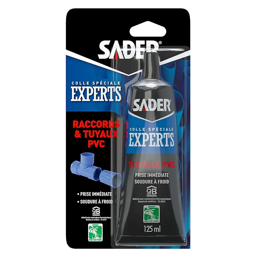 Sader Colle|Colle Pour Pvc-Colle pour Raccords et Tuyaux en PVC 250 ml avec pinceau applicateur