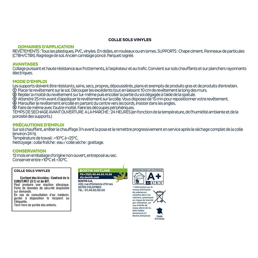 Bostik Colle Sols Souples pour Sols Vinyles - Revêtements Plastiques 7kg