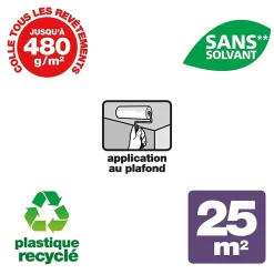 Quelyd Colle spéciale plafonds - toile de verre et revêtements de rénovation pâte 6kg