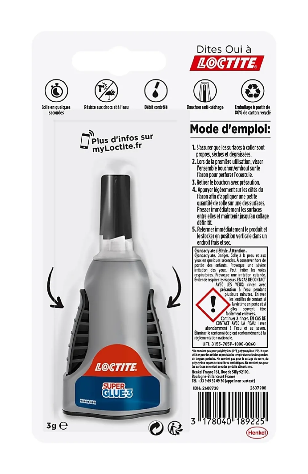 Loctite Colle Superglue-3 Control Liquide 3g