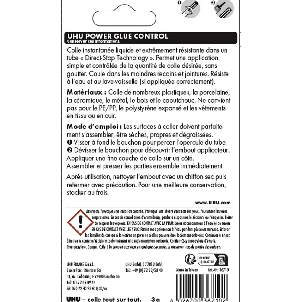 UHU Colle Power glue format liquide 3 grammes