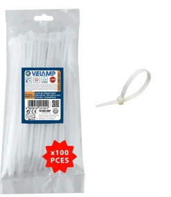 Velamp Colliers de fixation en nylon. Blancs. 4,8x300 - 100pces