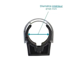 Codital Colliers PVC de fixation à clip fermé PVC 63mm (Lot de 10)