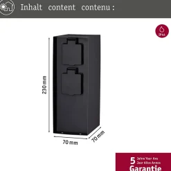 Paulmann Colonne de prises Rio Double IP44 Anthracite