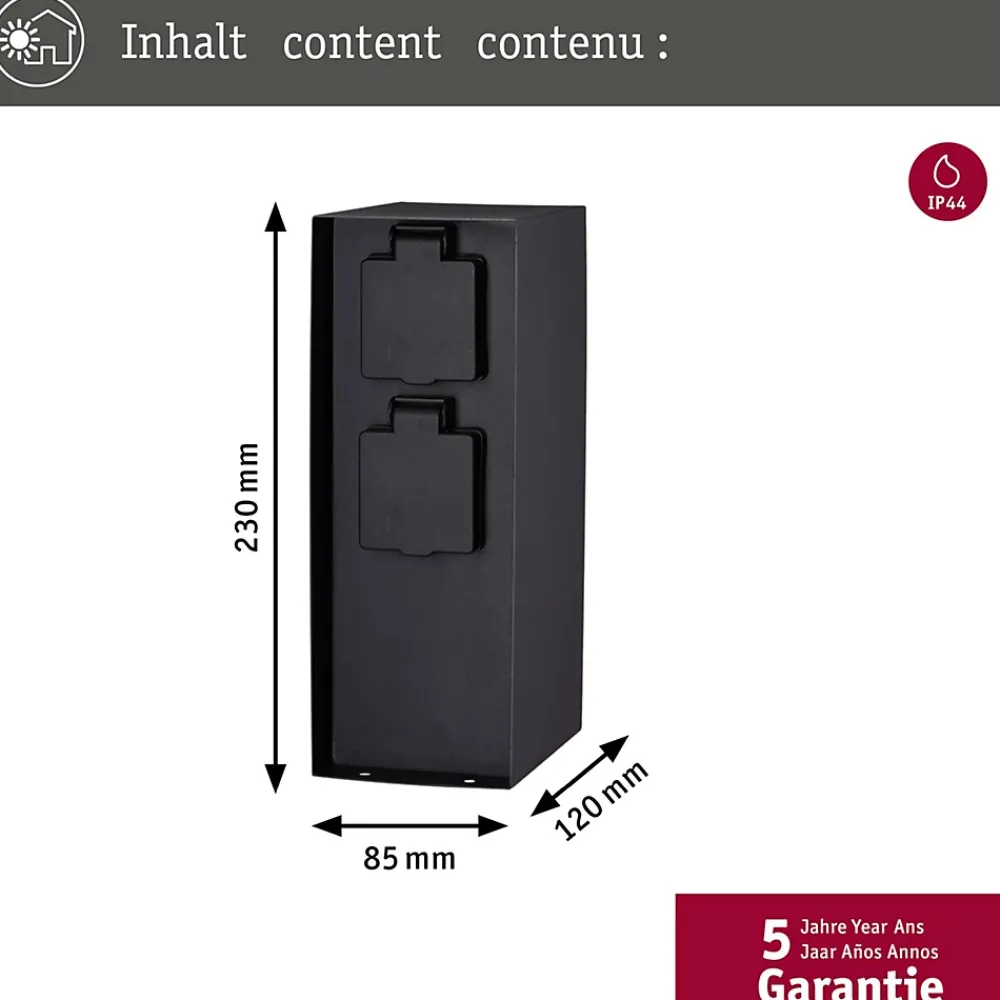 Paulmann Colonne de prises Rio Quadruple IP44 Anthracite